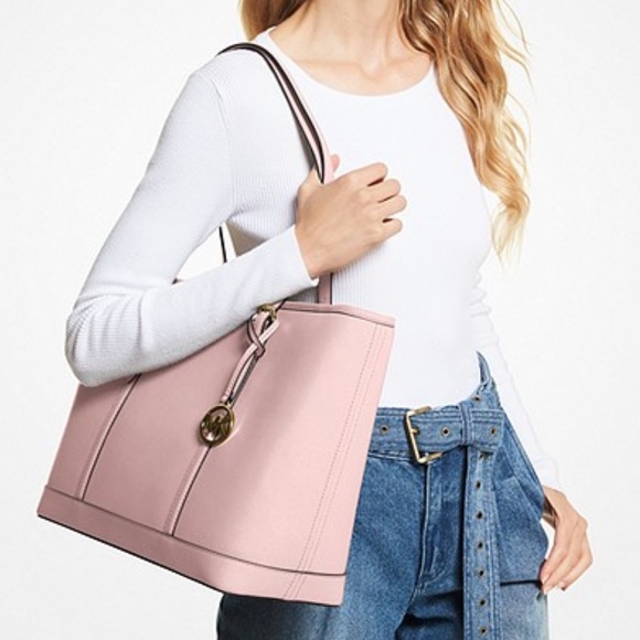 Michael Kors Jet Set Travel Lg Top Zip Shoulder Tote Saffiano Lthr Powder Blush